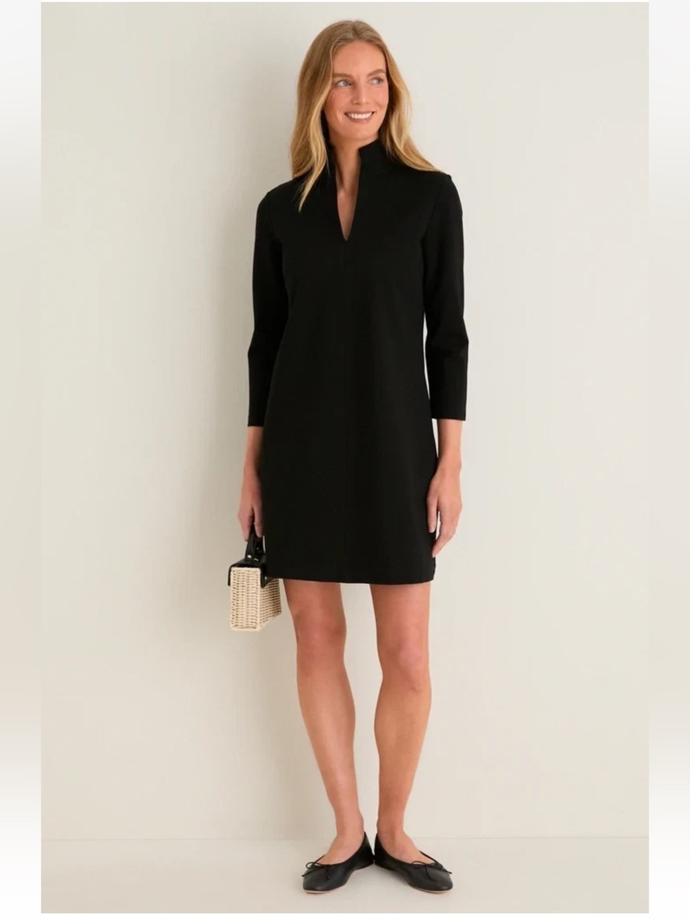 Tuckernuck Black Ponte Faux Suede High Neck Clifton Dress M $168